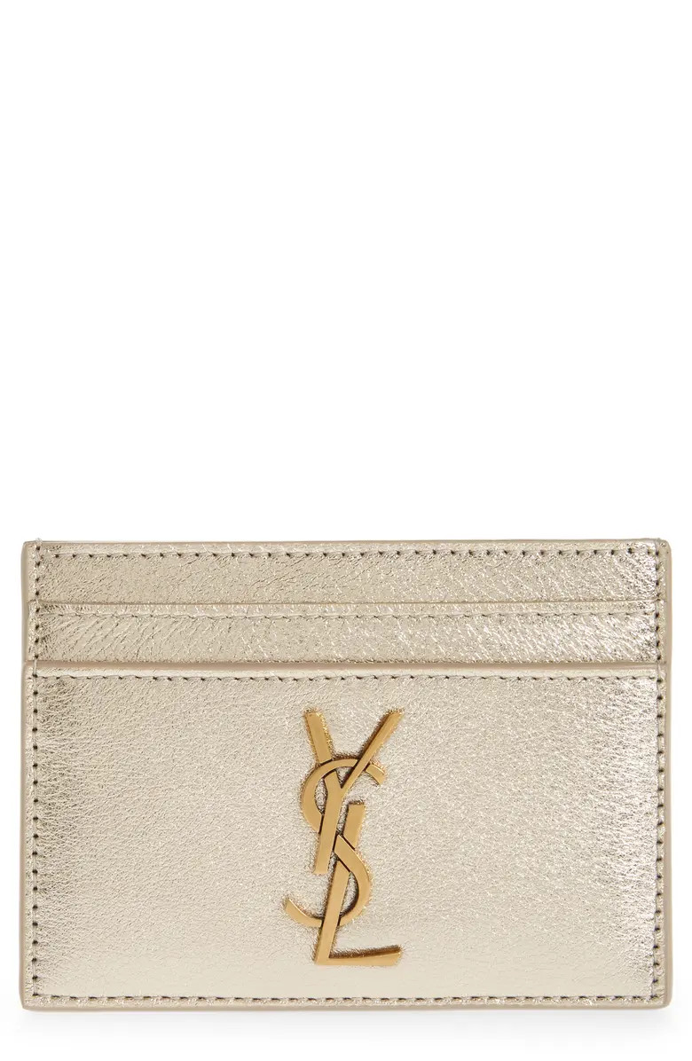 Saint Laurent YSL Monogram Metallic Leather Card Case | Nordstrom | Nordstrom