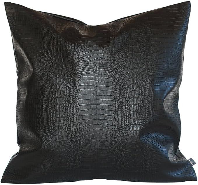 Kdays Black Crocodile Skin Thick & Soft Faux Leather Pillow Cover Decorative for Couch Throw Pill... | Amazon (US)