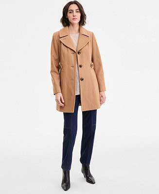 Women's Single-Breasted Notched-Collar Peacoat | Macy's