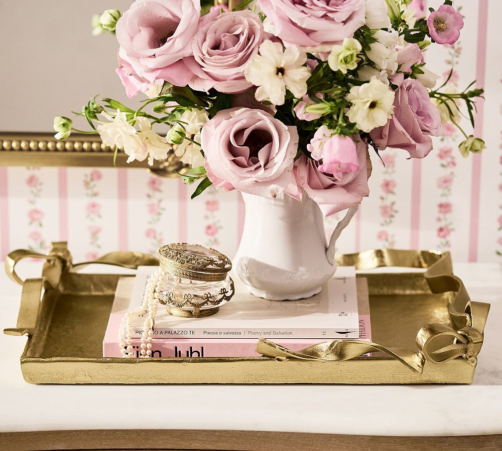 LoveShackFancy Figural Brass Ribbon Tray | Pottery Barn (US)