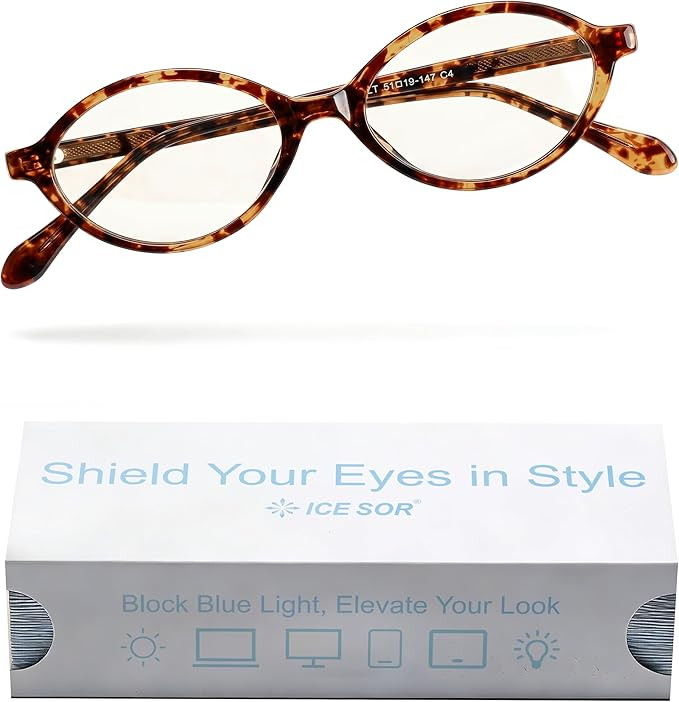Oval Blue Light Blocking Glasses Vintage Y2K Anti Eyestrain Protection TV Computer Gaming for Wom... | Amazon (US)