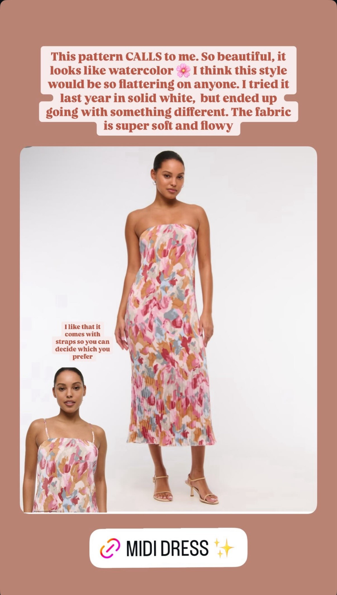 Gorgeous flowy dress, comes with removable straps so you can decide how to wear it. Beautiful watercolor-like print! 

#LTKStyleTip #LTKFindsUnder100 #LTKSaleAlert