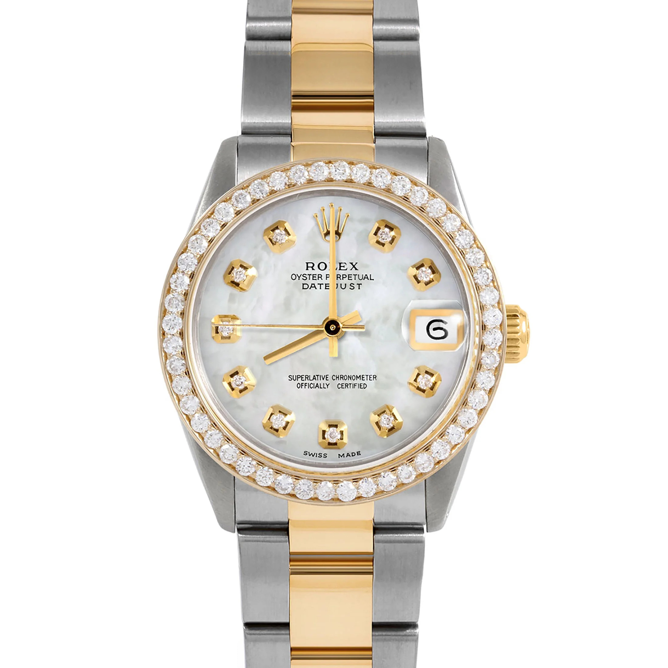 Pre-Owned Rolex 6827 Midsize Ladies 31mm Datejust Wristwatch Mother of Pearl Diamond (3 Year Warr... | Walmart (US)