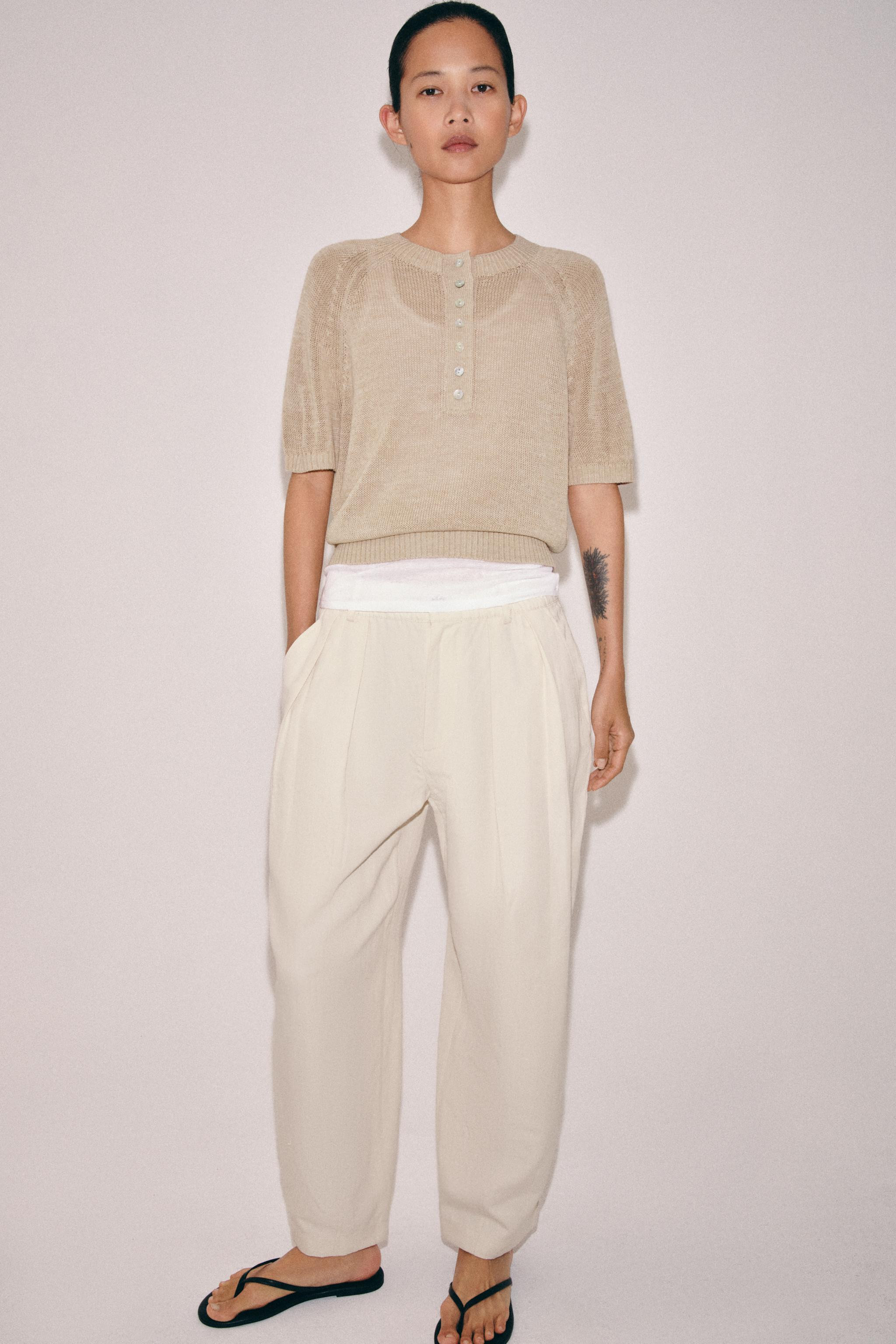 SHORT SLEEVE BUTTON KNIT JUMPER | Zara US