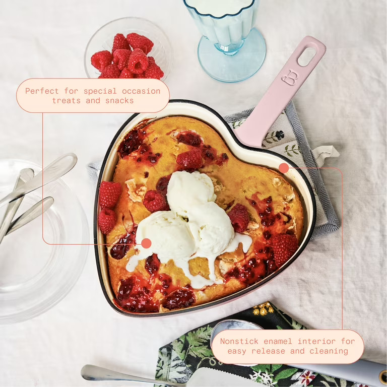 Beautiful 10” Enameled Cast Iron Heart Skillet, Pink Champagne by Drew Barrymore | Walmart (US)