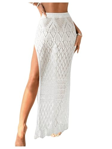 SHENHE Women's Crochet Swim Cover Up High Slit Sheer Long Beach Skirt Cover Up | Amazon (US)