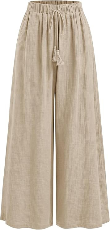 CIDER Women's High Waisted Wide Leg Pants with Pockets Drawstring Palazzo Business Casual Dress P... | Amazon (US)