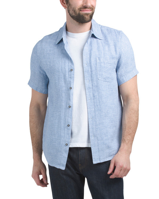 Linen Short Sleeve Pocket Shirt | TJ Maxx