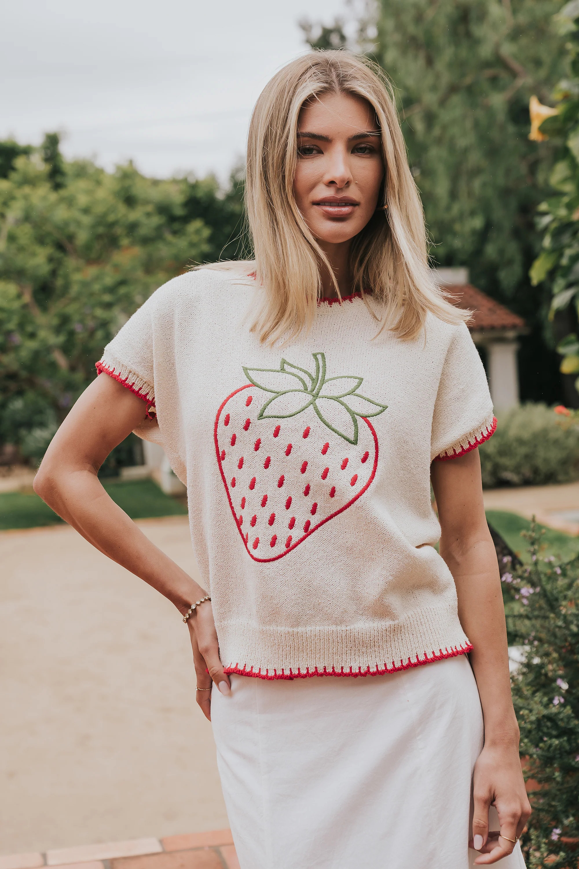 Chloe Embroidered Sweater Tee | Böhme US