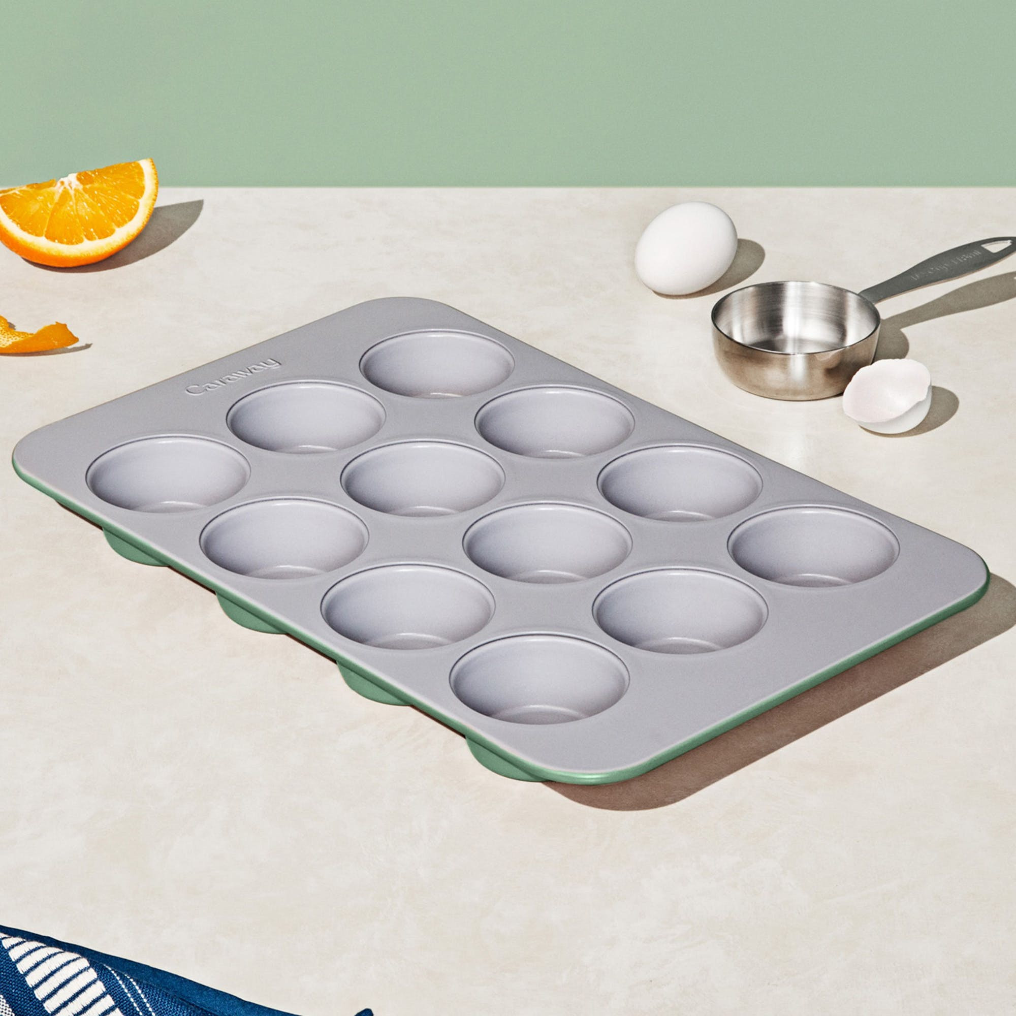 12 Cup Muffin Pan In Sage | Non-Stick, Non-Toxic, Easy To Clean, Scratch Resistant Ceramic Bakeware | Oven Safe & Durable | Caraway | Caraway