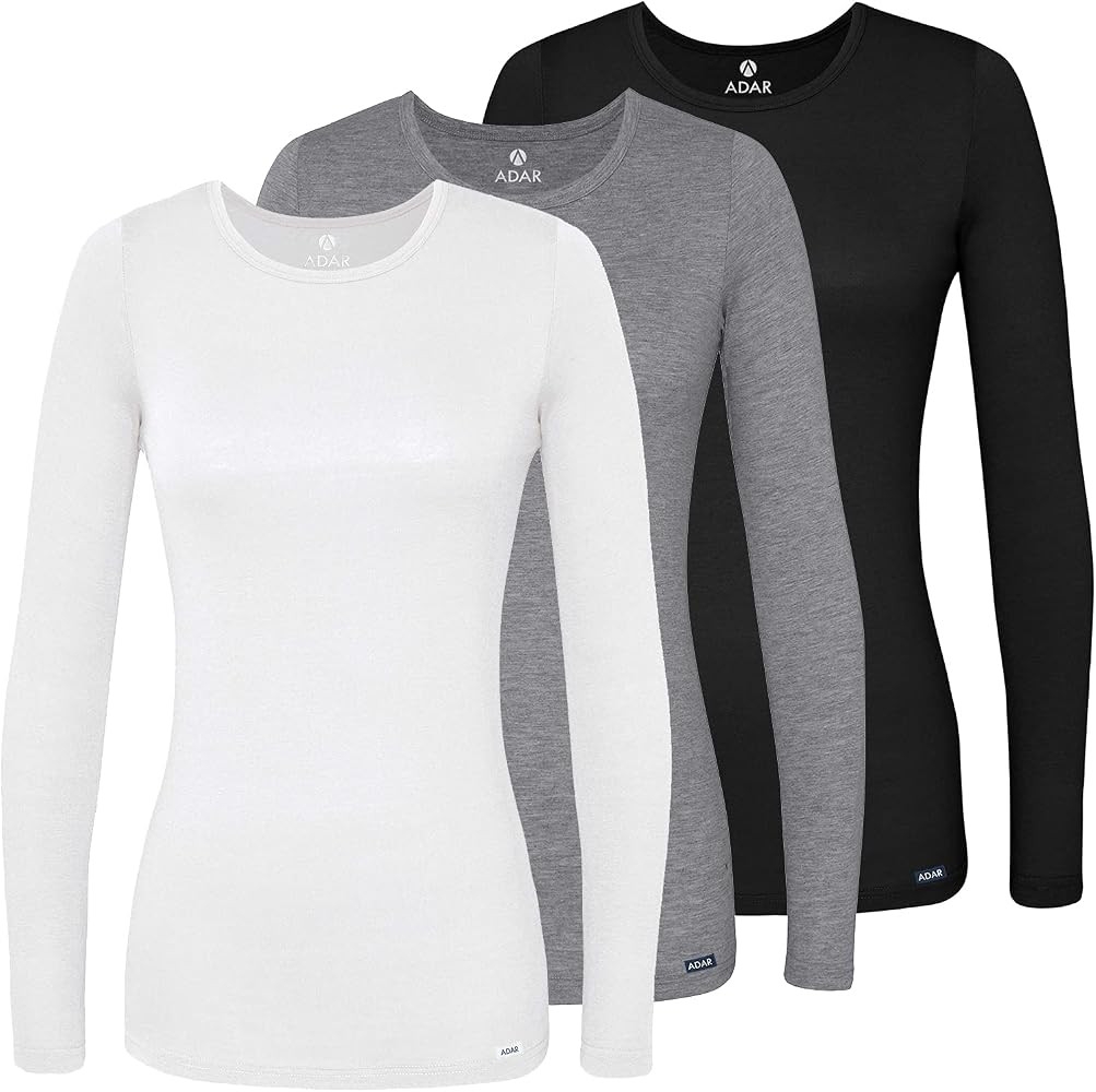 Adar Underscrubs for Women 3 Pack - Long Sleeve Underscrub Comfort Tee | Amazon (US)