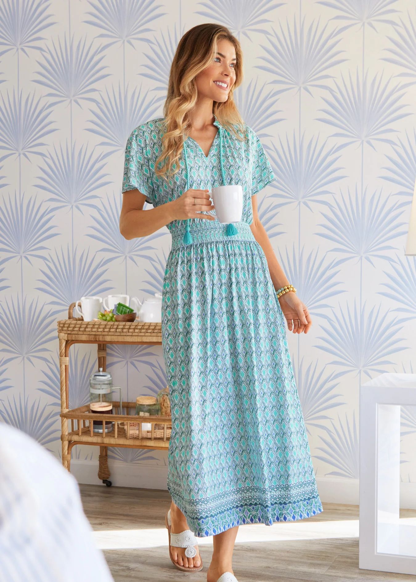 Amalfi Coast Smocked Waist Maxi Dress | Cabana Life