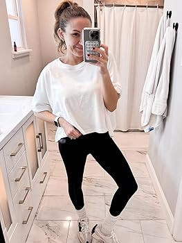 Tankaneo Womens Oversized T-Shirts Cropped Summer Casual Short Sleeve Loose Fit Tee Tops | Amazon (US)