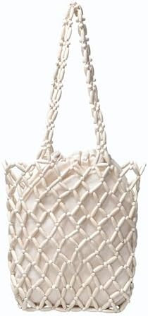 Wooden Beaded Bag Handmade Wooden Purse Beaded Shoulder Bag Woven Bags for Women | Amazon (US)