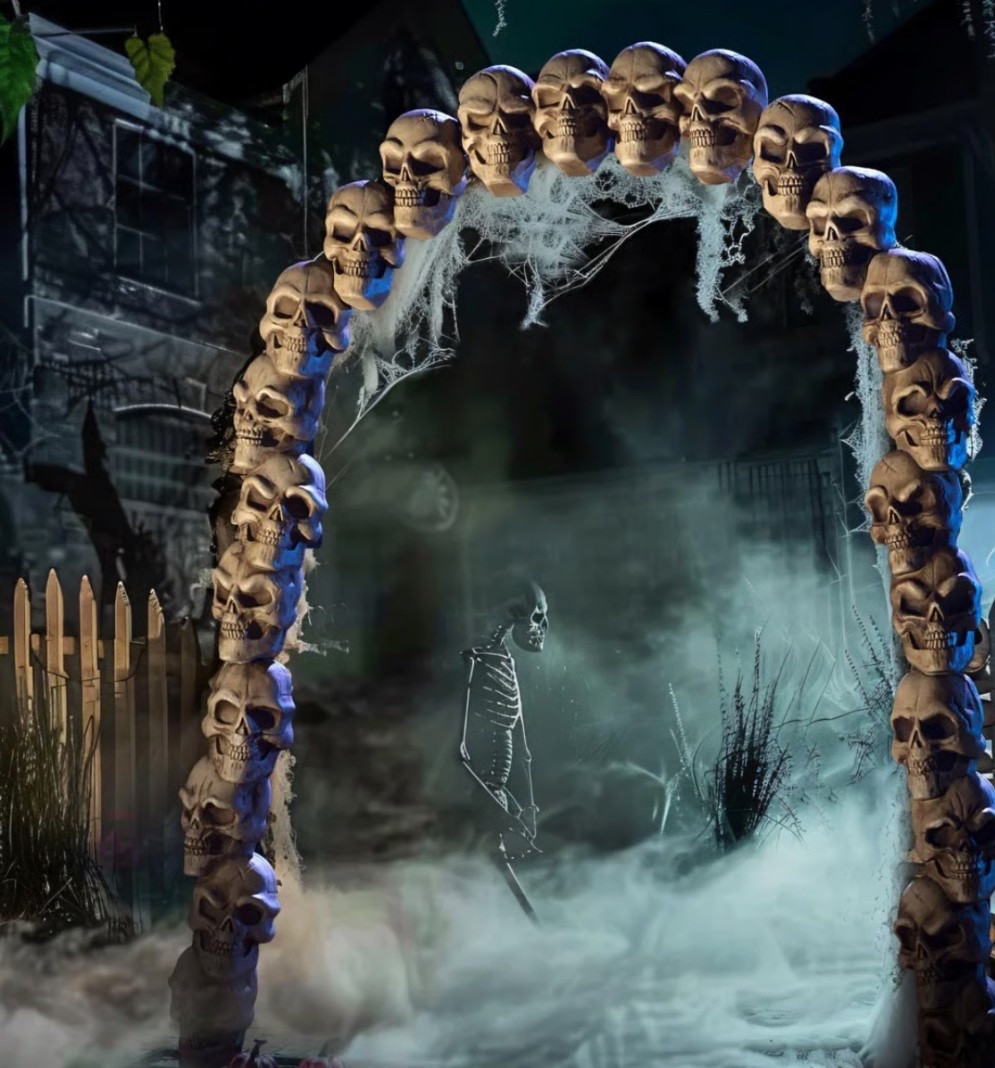 Make a grand entrance to spooky season with this Halloween Skull Arch 💀🎃 The towering design with creepy skull details sets the perfect haunted house vibe for trick-or-treaters, parties, or a bold yard display. Easy to set up and guaranteed to be the centerpiece of your Halloween décor—this archway makes your home unforgettable on fright night! 🕸️👻

#LTKFamily #LTKHome #LTKSeasonal