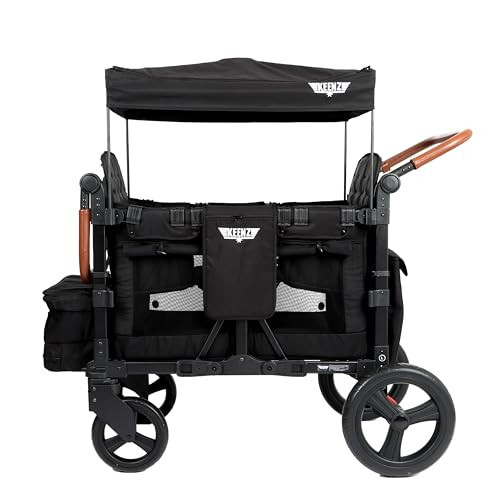 Keenz VYOO Stroller Wagon with Canopy - Foldable Design for Easy Storage, 5 Seating Positions for Kids, Enhanced Child Safety, All-Terrain Mobility, 4-Passangers, Black | Amazon (US)