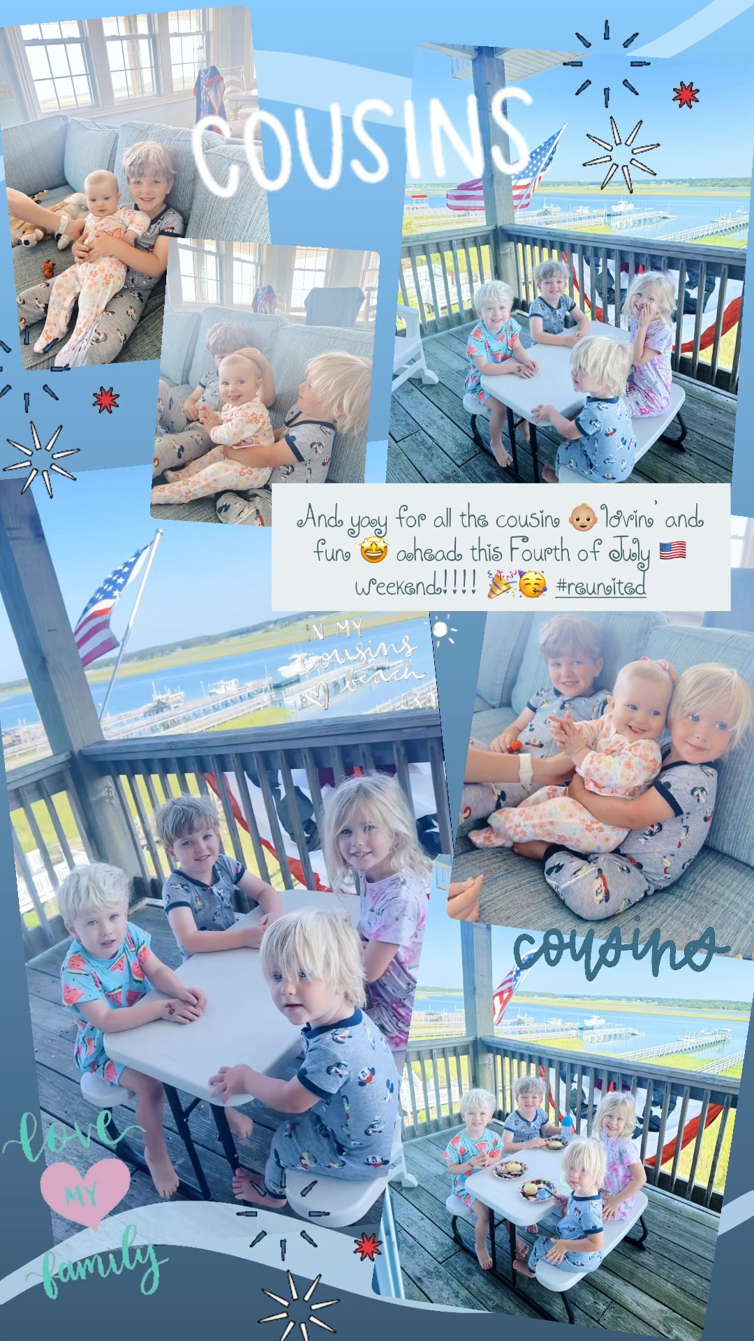 And yay for all the cousin 👶🏼 lovin’ and fun 🤩 ahead this Fourth of July 🇺🇸 weekend!!!! 🎉🥳 #reunited