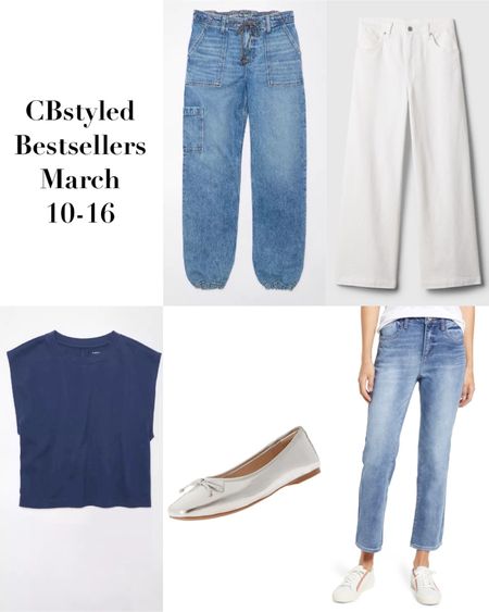 Bestsellers for March 3-9! For reference I’m 5’ 7 size 4ish 
1. Denim joggers with a drawstring waist and the bottom can be cinched tighter too! Great for spring and summer and so comfortable! Fit tts and on sale!
2. Wide leg cropped jeans: perfect for spring, this style is so versatile, cute with sneakers, flats heels etc. fit tts and on major sale! 40% off + use codes FAMILY and TREATS for an additional 10+20% off!
3. Muscle tee: great spring and summer basic, fits tts and is on sale! Lots of cute colors available 
4. Silver metallic ballet flats: cute and trendy style, very comfortable, lots of color options, fit tts. 
5. Straight leg jeans: I don’t have this pair but linked them as a similar option to mine that are sold out. Reviews say they fit tts. 
I also linked more items from the most popular list!


#LTKsalealert #LTKshoecrush #LTKover40