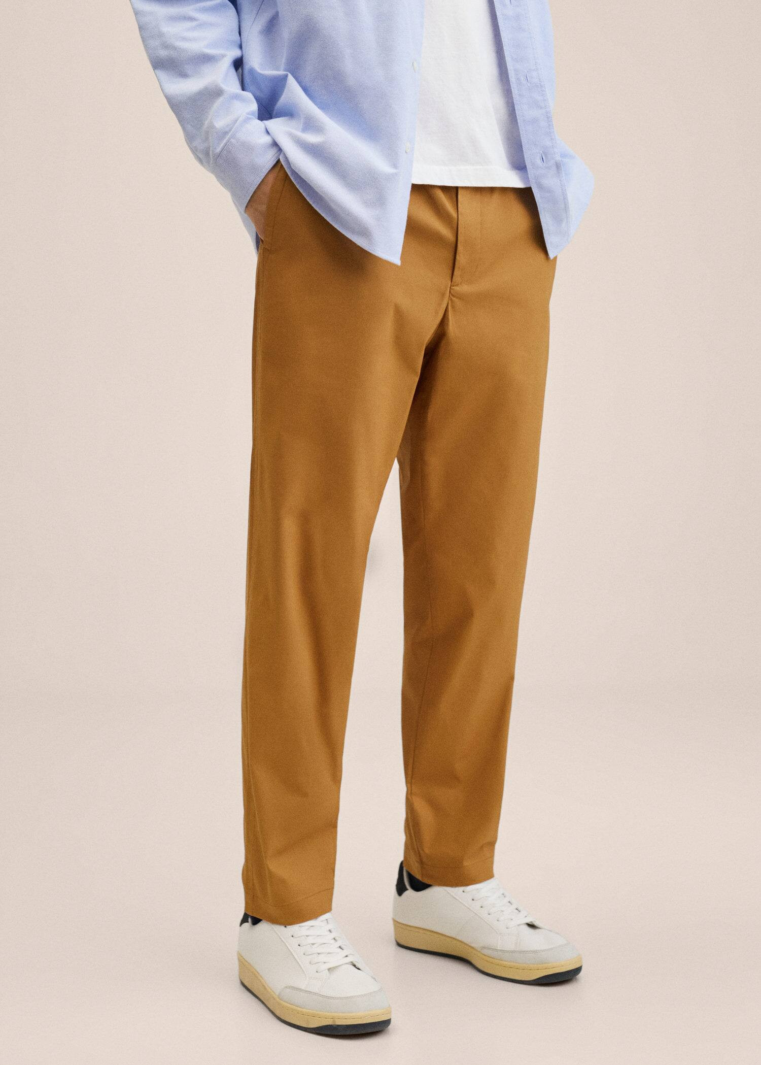 Elastic waist cotton pants | MANGO (US)