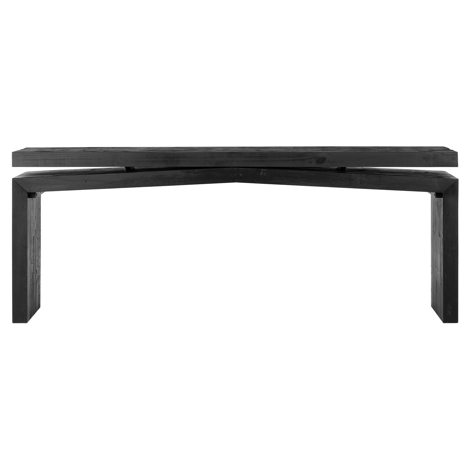 Rayan Rustic Lodge Black Reclaimed Solid Pine Wood Rectangular Console Table | Kathy Kuo Home