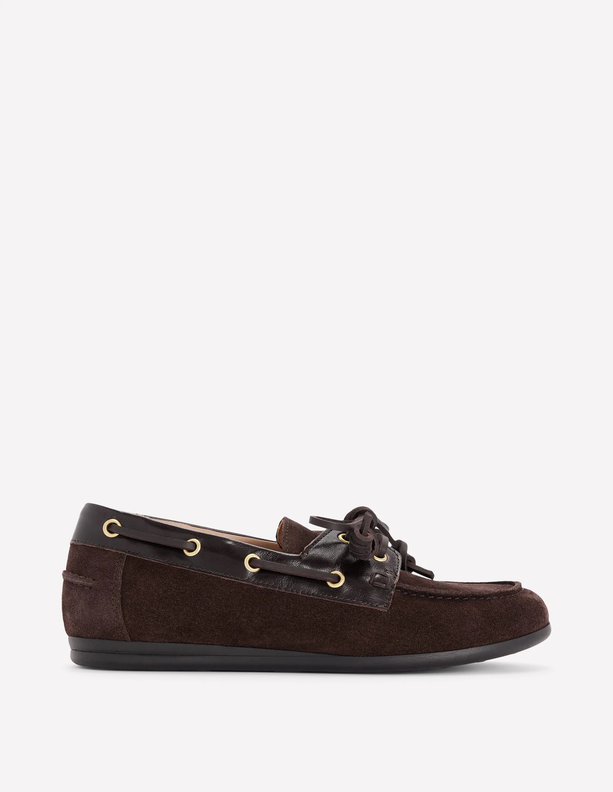 Lace-Up Boat Shoes-Bitter Chocolate | Boden UK