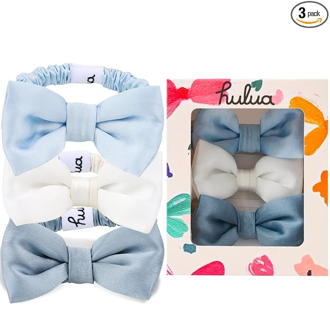 Silk Scrunchies - 100% Mulberry Silk Hair Ties with Bow | No Crease | Gentle on Hair | Gift for W... | Amazon (US)