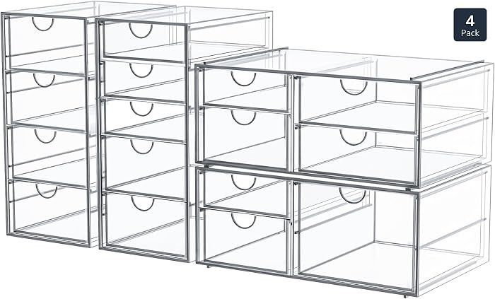 caktraie Makeup Organizer Storage with 16 Drawers, 4 Pcs Desktop Office Supplies, Desk Organizers... | Amazon (US)