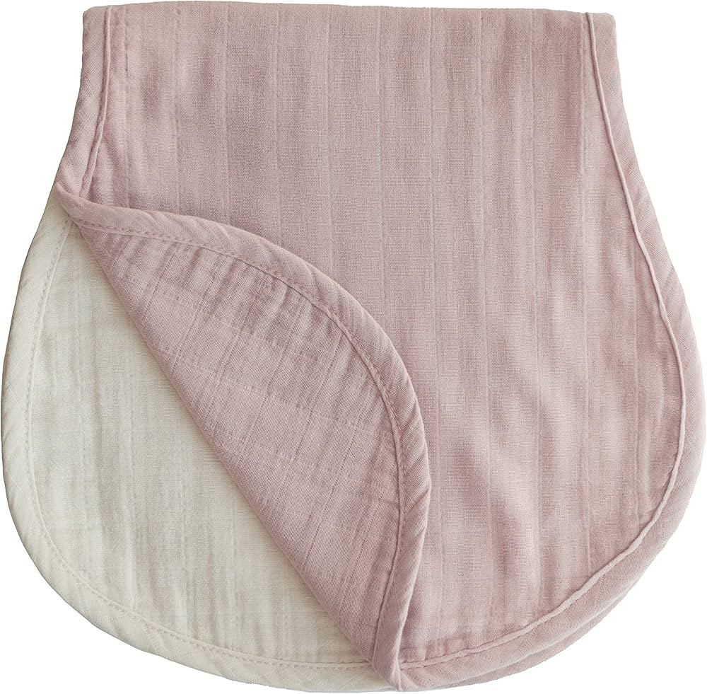 mushie Muslin Baby Burp Cloths | 100% Organic Cotton, Set of 2 (Blush/Fog) | Amazon (US)