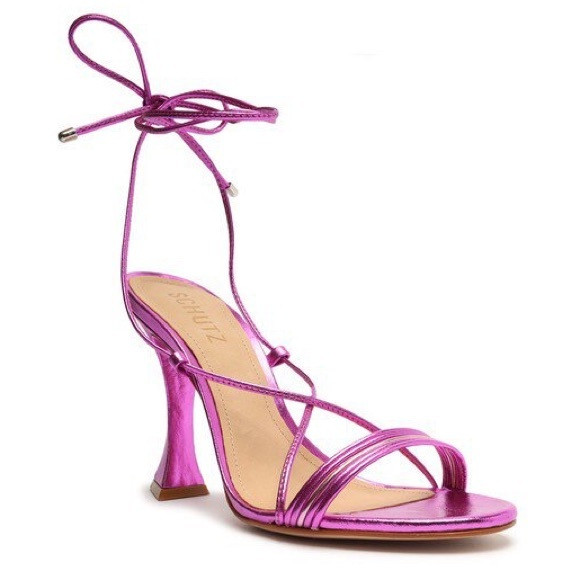 Schutz Bright Violet Arceli Metallic Leather Sandal | Poshmark