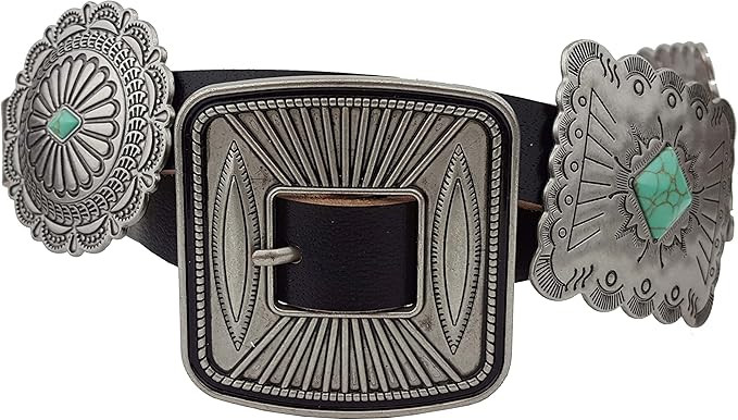 Trendy Western Buckle with sliding conchos in genuine leather | Amazon (US)