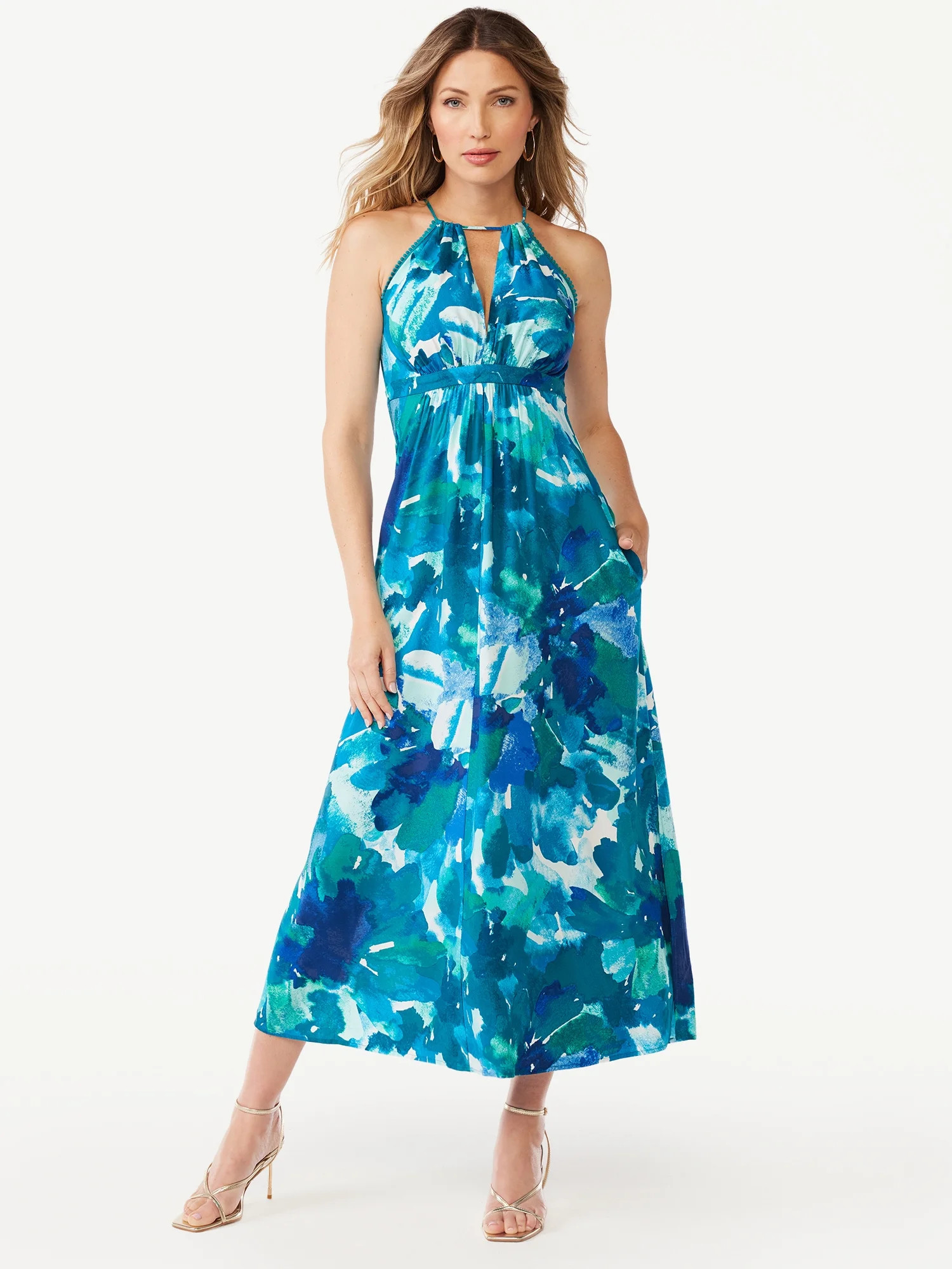 Sofia Jeans Women's Empire Halter Maxi Dress | Walmart (US)