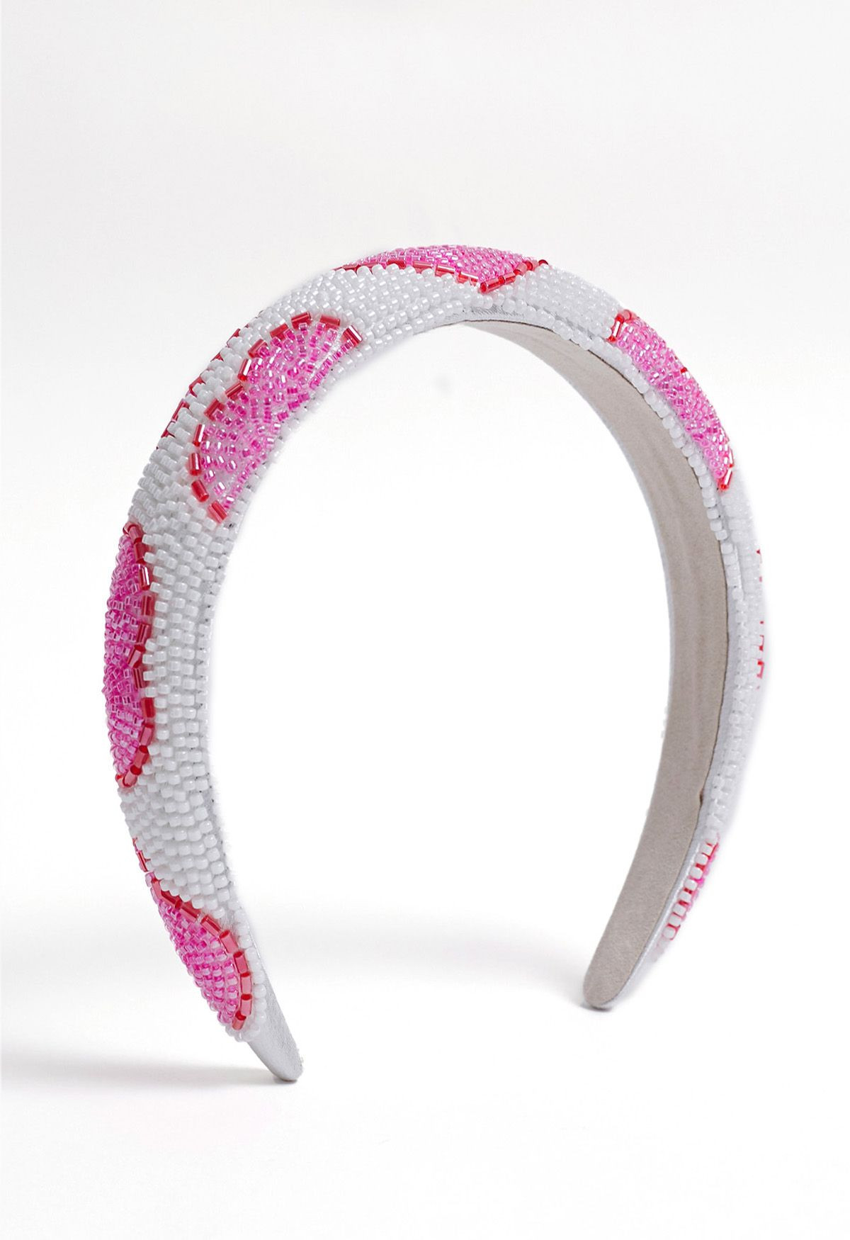 Heart Pattern Beaded Headband in Magenta | Chicwish