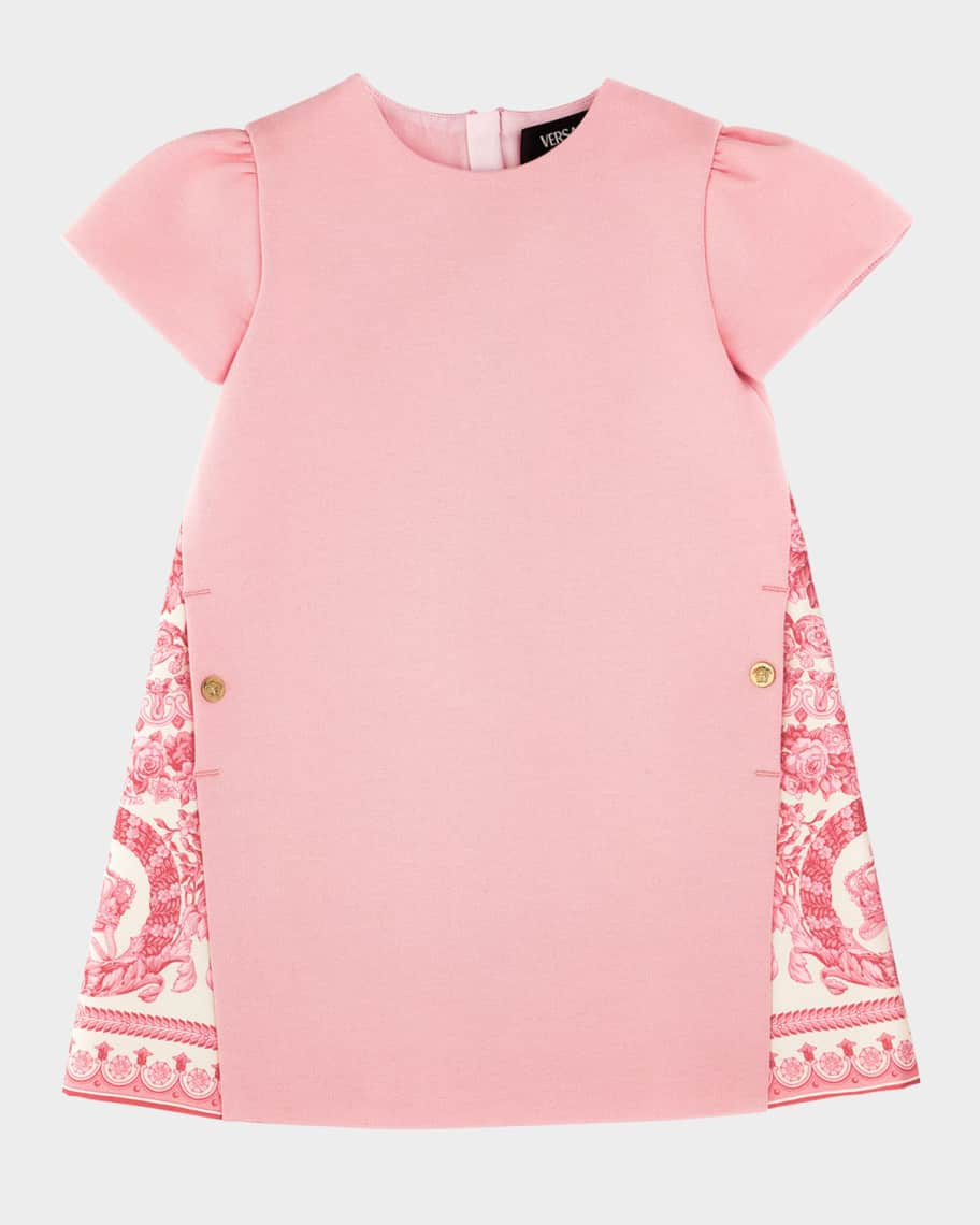 Versace Girl's Barocco-Trim Jersey Dress, Size 2-4 | Neiman Marcus