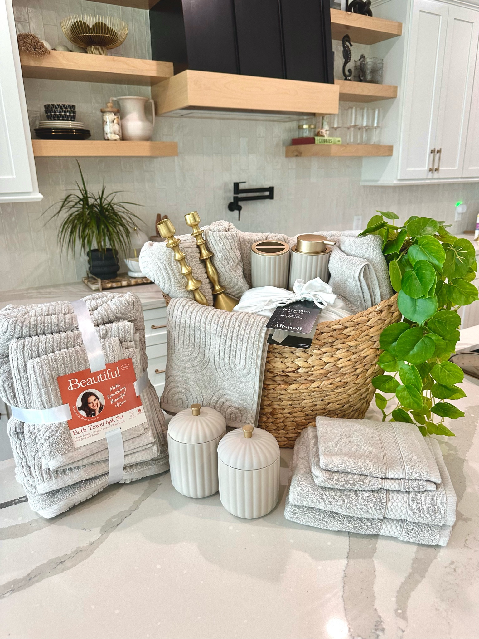 So many Beautiful new items by Drew from @walmart #walmartpartner #walmarthome Love the pattern in these new taupe bathroom towels and accessories. Also shared my fave bamboo sheets!  #ltkstyletip #ltkbacktoschool #ltkhome

#LTKBacktoSchool #LTKHome