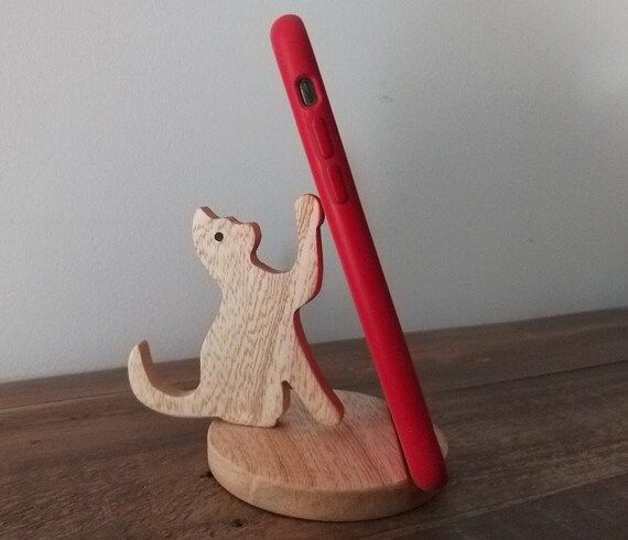 Cat phone stand, Wooden mobile phone stand, Handmade Cell Phone holder, gift for cat lovers, diff... | Etsy (US)