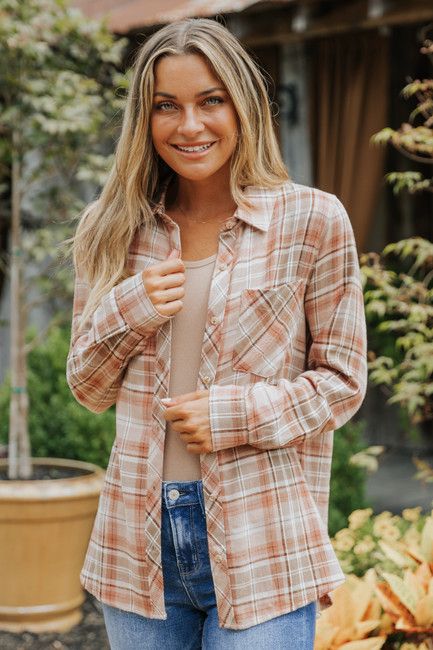 Adeline Auburn Plaid Button-Down Shirt | Magnolia Boutique