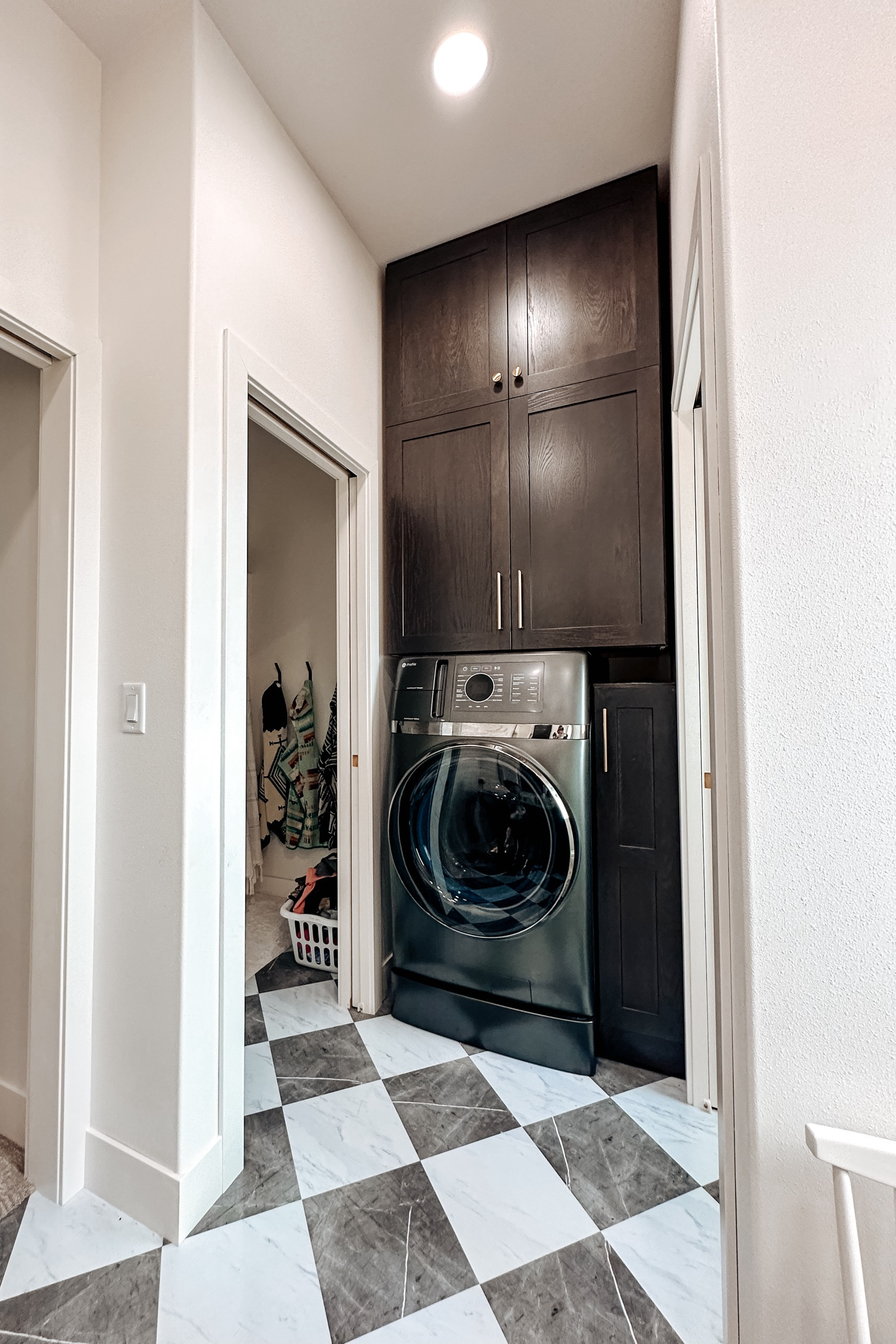 You can see our cabinets aren’t finished quite yet but one of my most FAQ is by far about this washer! Full review & details going up on the blog. Short story though: yes, I love it & yes it washes + dries all on its own!

Cabinet hardware is honey bronze. It’s so pretty in person I used it everywhere in the house; bathroom, kitchen, laundry room & office. The 1/3 the size of the drawer/door is what I used to figure sizes. When sizing was in between handle sizes, I sized up.


#LTKhome