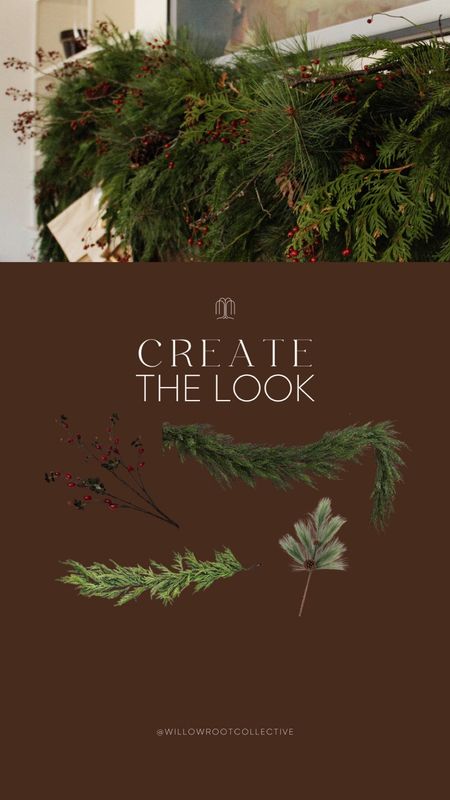 Create the look of this dreamy Christmas mantel. Faux garland, Norfolk garland, cedar garland, long needle pine stems, faux berries, faux rosehips

#LTKHoliday #LTKhome #LTKSeasonal