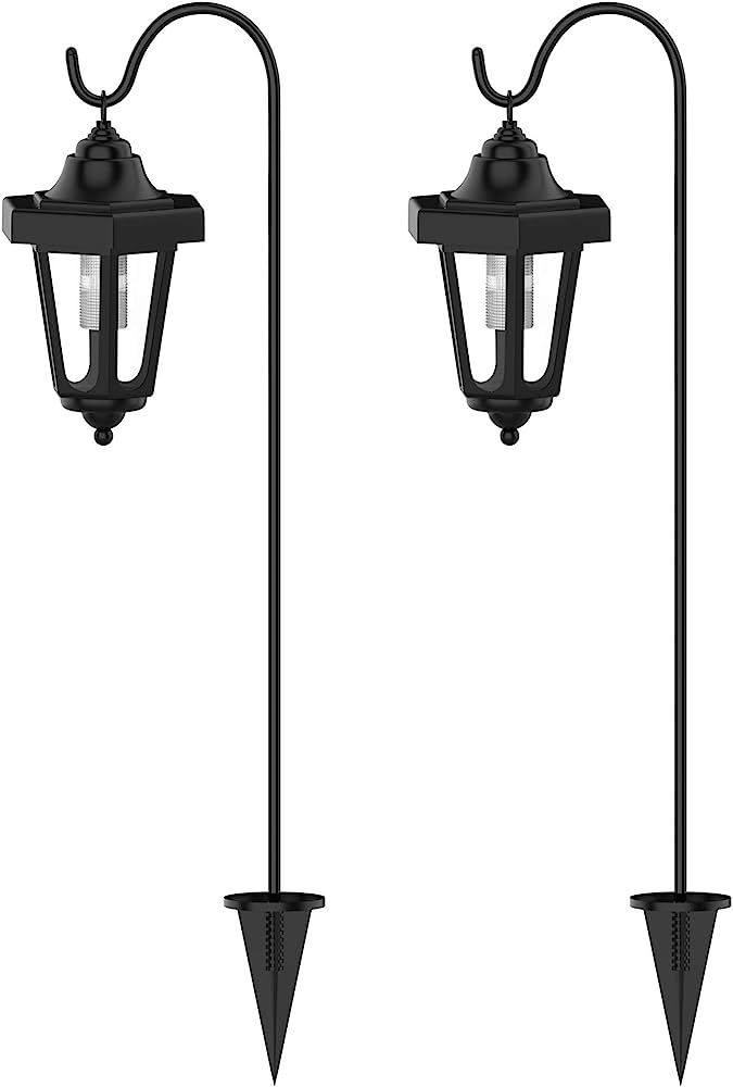 Pure Garden 50-123 Solar Powered Set of 2, 32” Hanging Coach Lanterns with 2 Shepherd Hooks-LED... | Amazon (US)