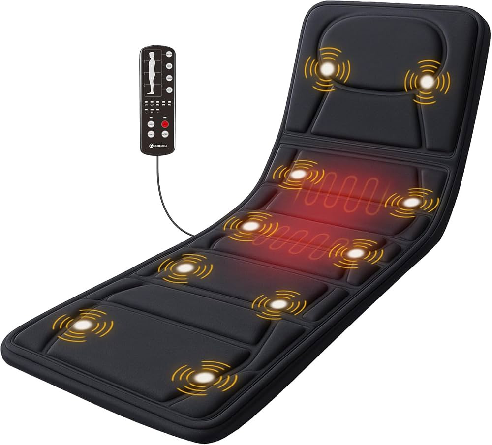 CooCoCo Massage Mat with Heat, Massage Pad with 10 Vibration Motors, Full Body Massager for Neck ... | Amazon (US)