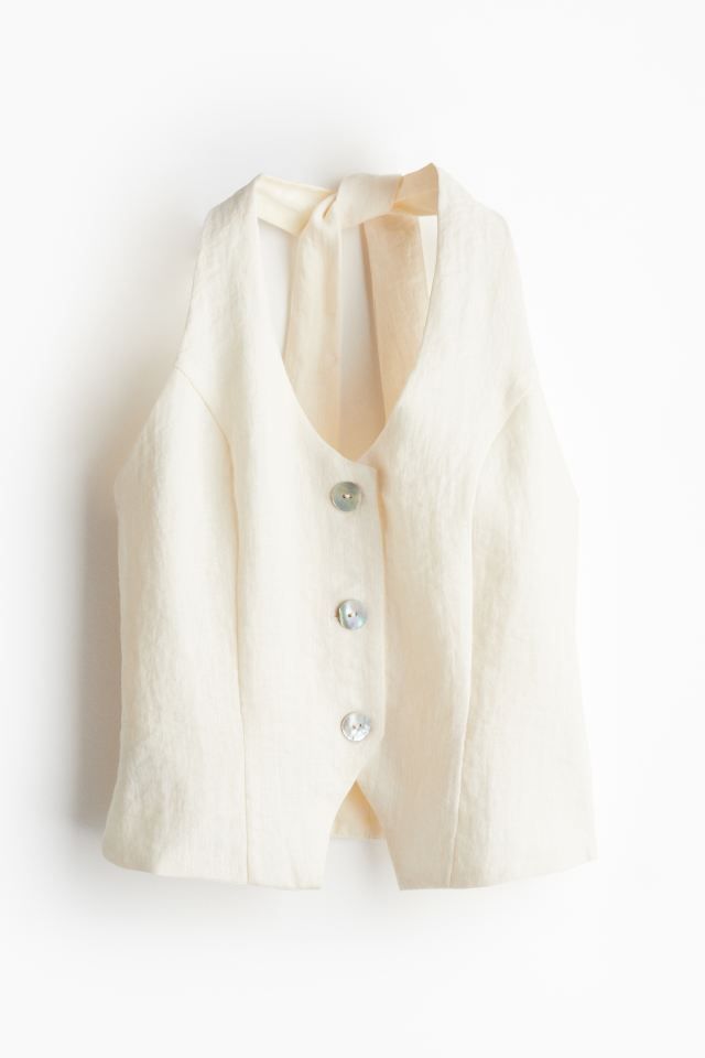 Halterneck Suit Vest - Halterneck - Sleeveless - White - Ladies | H&M US | H&M (US + CA)