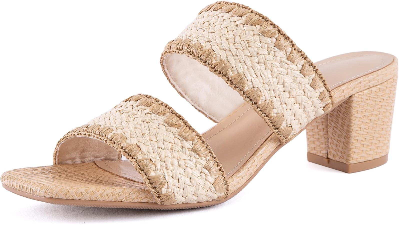 N.N.G Women Heels Sandals Braided Block Nude Summer Chunky Square Leather Woven Comfort Strappy D... | Amazon (US)