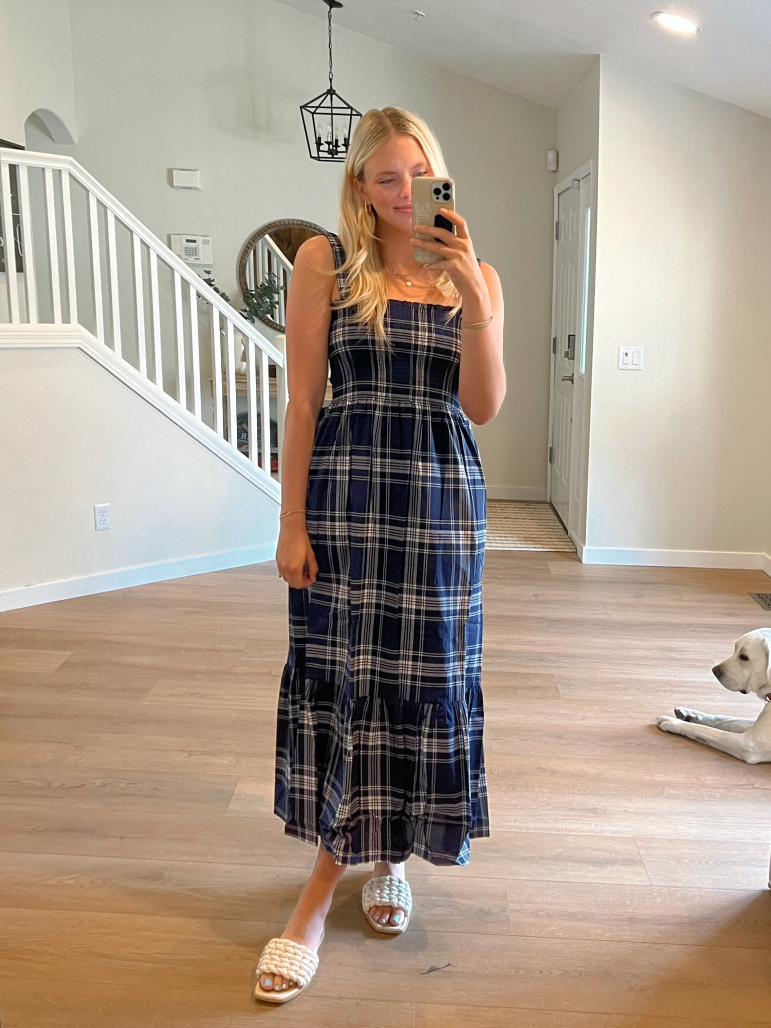 Dress runs tts, wearing a large
On sale for $67! 

#plaiddresses #hillhouse #summerdresses #mididress 

#LTKstyletip #LTKunder100 #LTKunder50