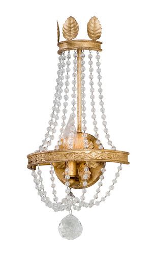 Viola Wall Sconce, 1-Light, Distressed Gold Leaf, Clear Shade, 17.75"H (B5361 MAE2) | Lighting Reimagined