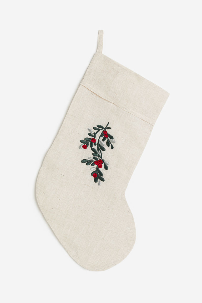 H & M - Weihnachtsstrumpf mit Motivstickerei - Beige - Kinder | H&M (DE, AT, CH, NL, FI)