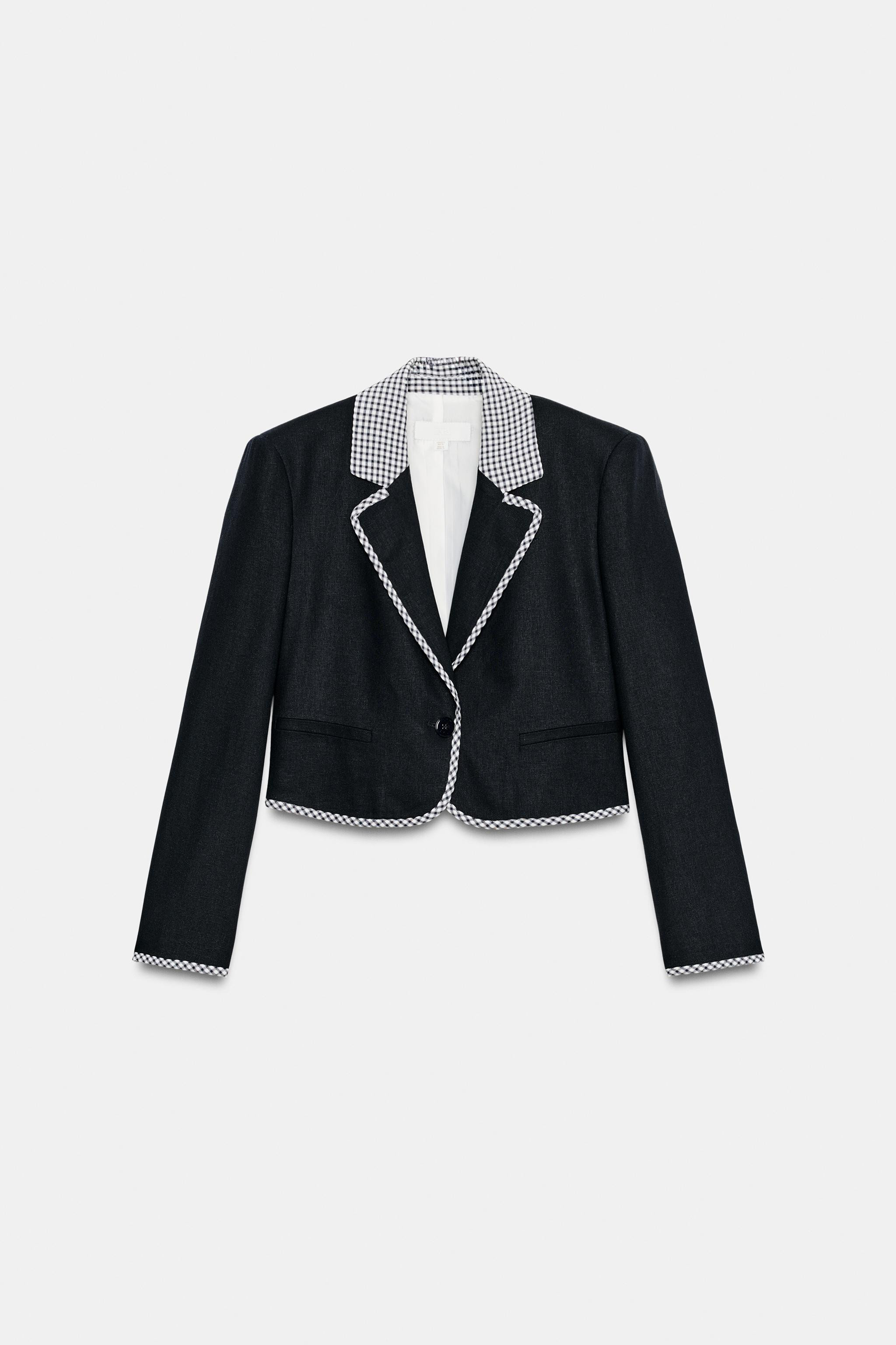 GINGHAM CHECK SHORT BLAZER | Zara US