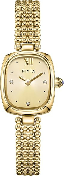 FIYTA Women's Small Gold Watch, Vintage Rectangular Case, Stainless Steel Bracelet Watches for Wo... | Amazon (US)