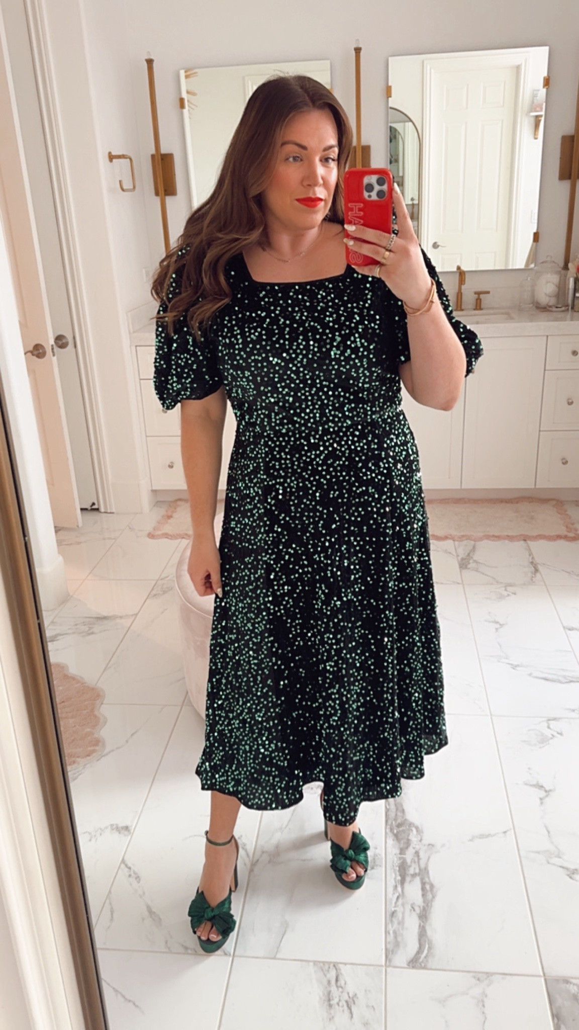 curvy velvet and green sequin Holiday christmas midi dress! wearing size xl and fits like a glove. comes in matching little girl

use code CHEER30SARAHT for 30% off until Nov 9th 

#LTKMidsize #LTKHoliday #LTKSeasonal