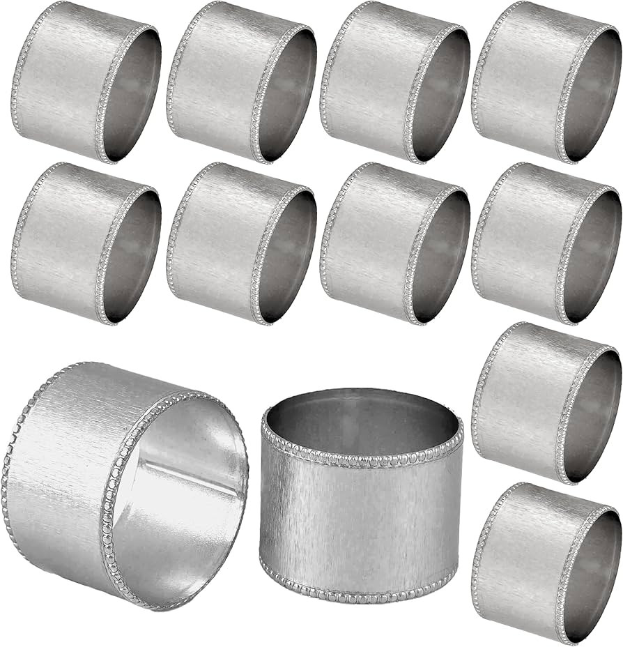 Silver Napkin Rings Set of 12 Premium, 100% Metal Rust-Resistant Décor - Handcrafted French-Styl... | Amazon (US)