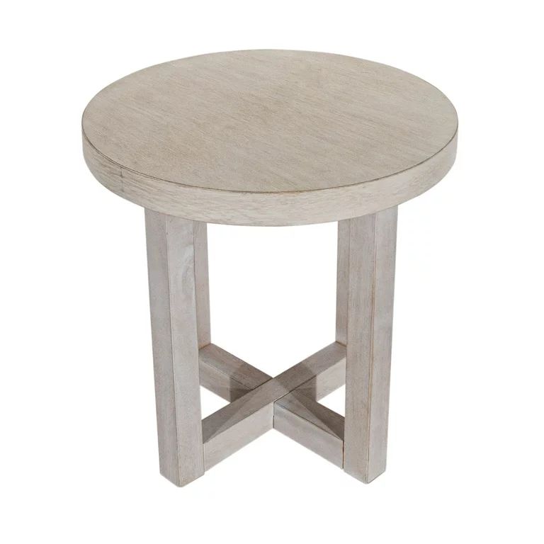 Round X Base Wood End Table by East at Main, Whitewash Modern Living Room Furniture 22" Dia x 22"... | Walmart (US)